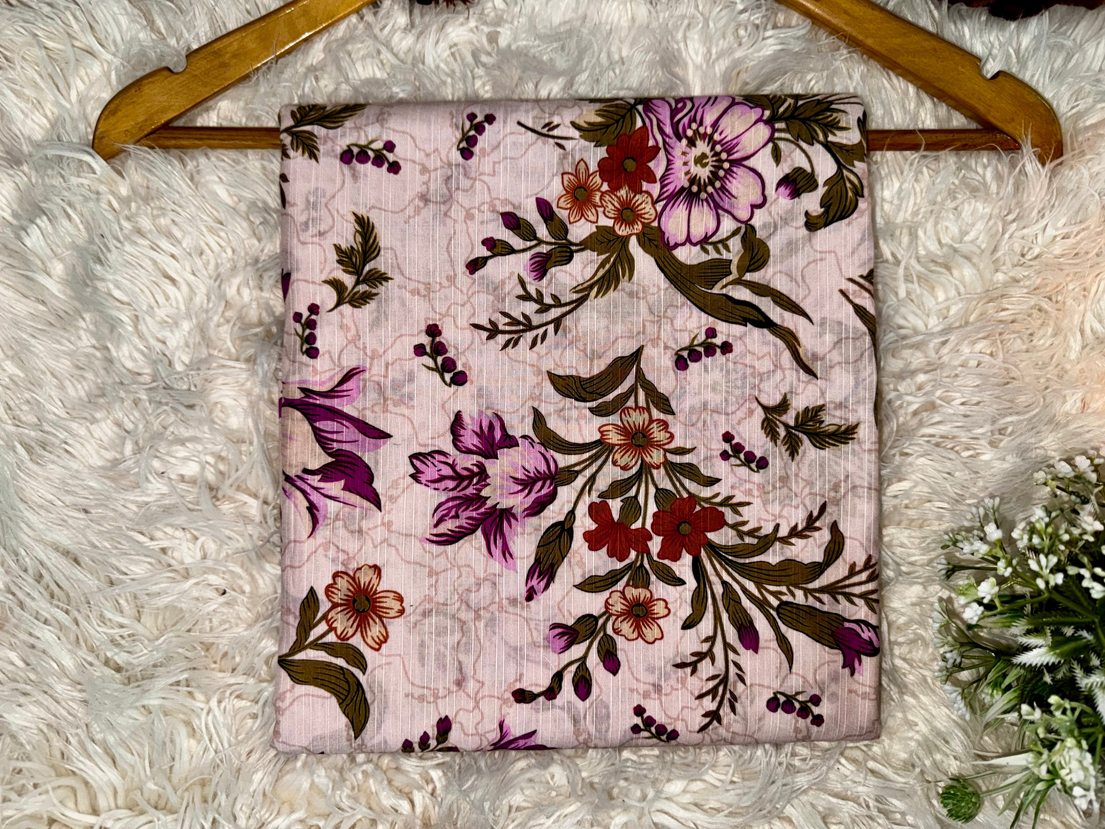 Printed Khaddar 2-Piece Suit – Soft Pink Floral Design