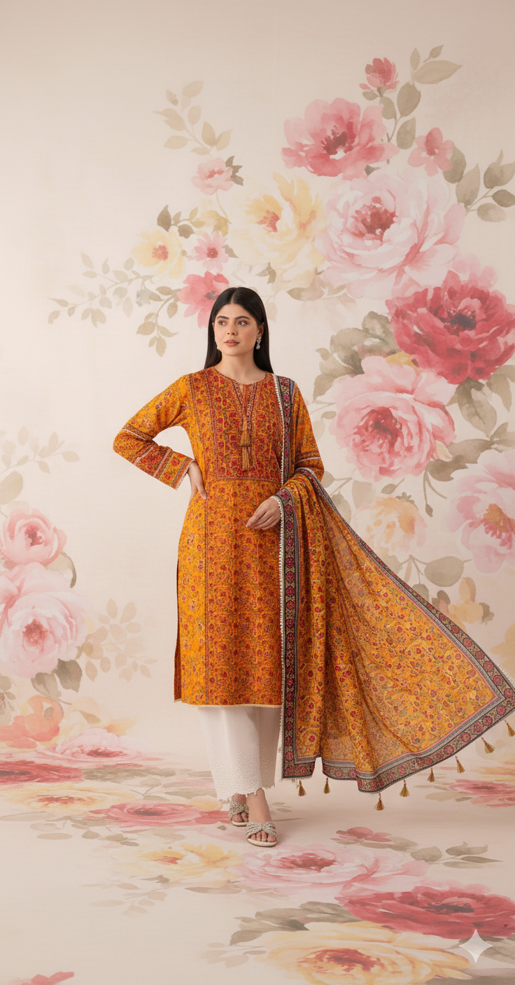 Agha Noor Inspired Winter Linen 3-Piece Unstitched Suit – Premium Collection