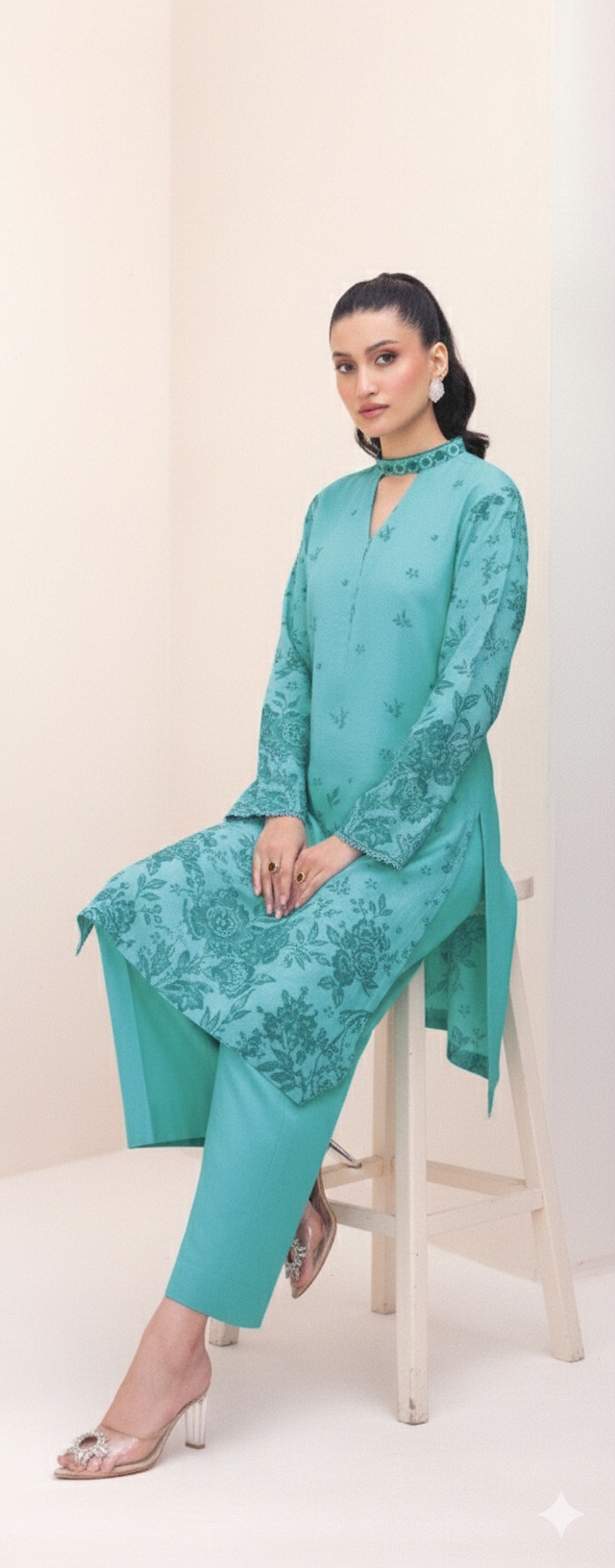 Printed Khaddar 2-Piece Unstitched Suit – Sea Green