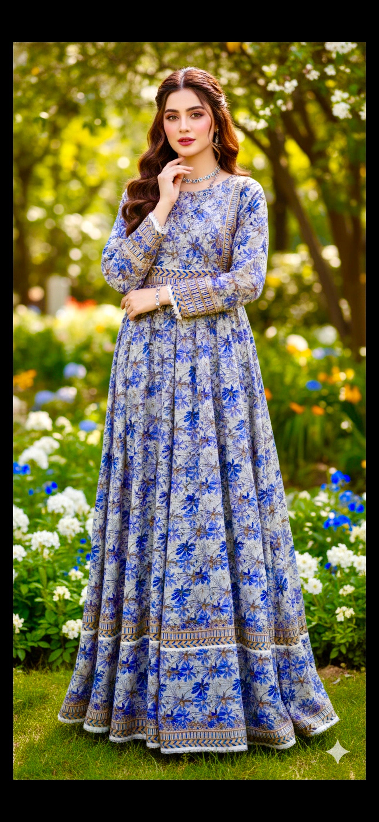 Elegant Floral Printed 2-Piece Khaddar Suit – Winter Collection