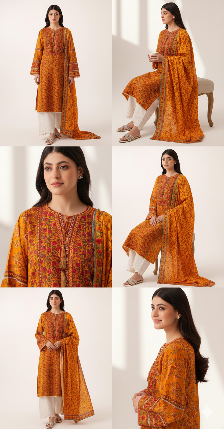 Agha Noor Inspired Winter Linen 3-Piece Unstitched Suit – Premium Collection