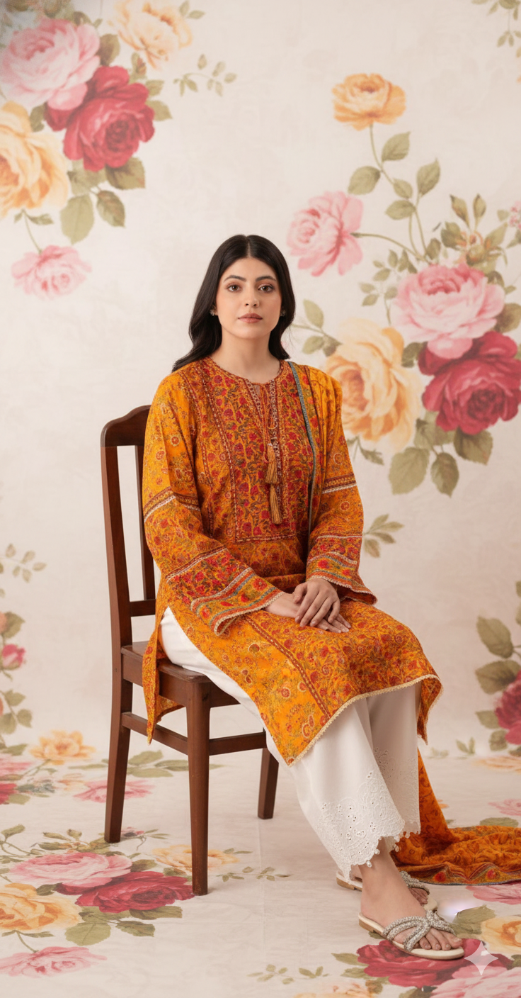 Agha Noor Inspired Winter Linen 3-Piece Unstitched Suit – Premium Collection