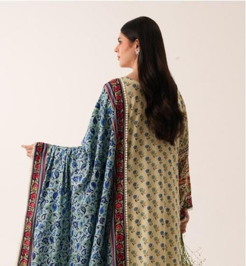 Winter Linen 3-Piece Unstitched Suit – Agha Noor Inspired
