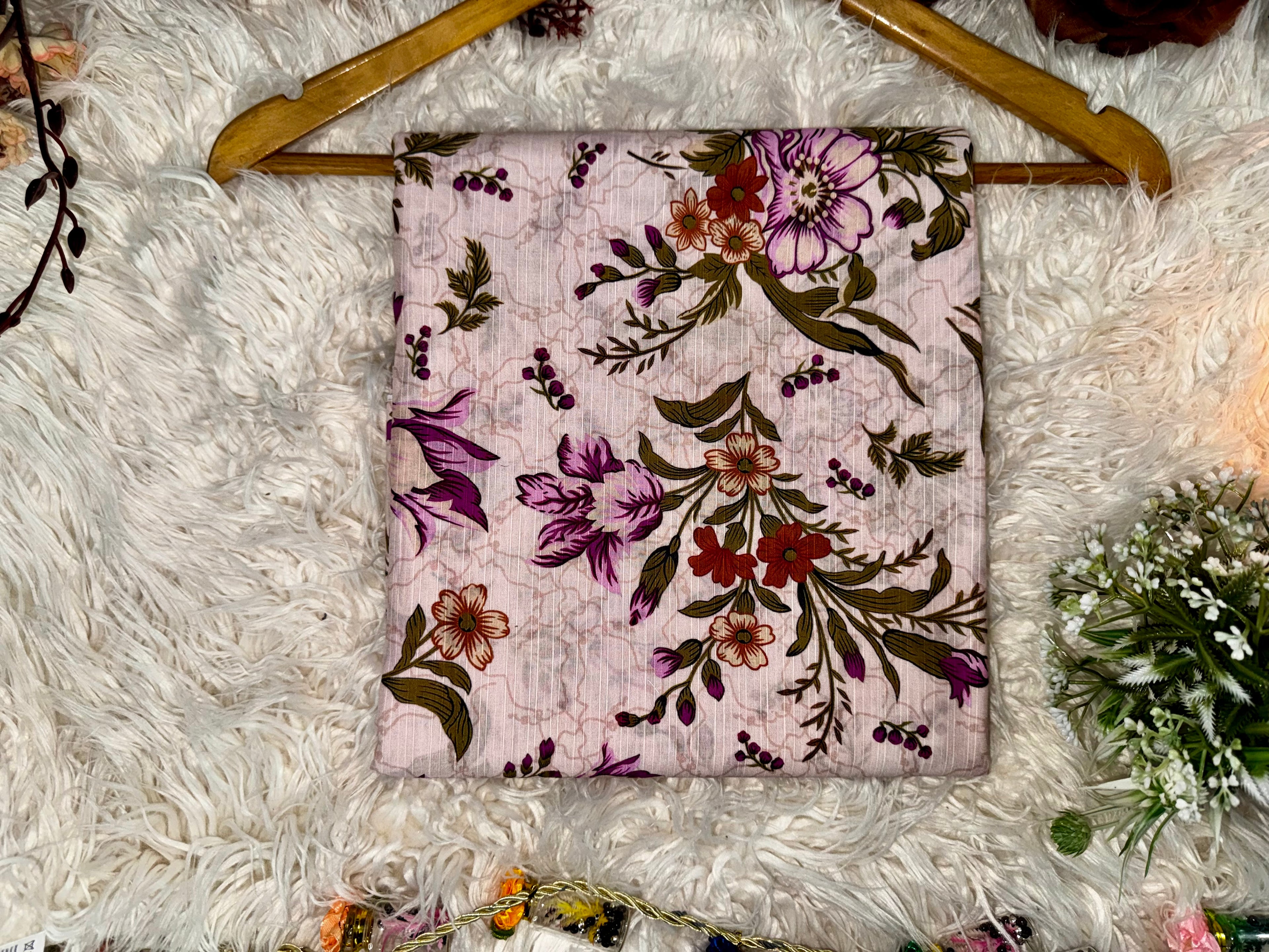 Printed Khaddar 2-Piece Suit – Soft Pink Floral Design