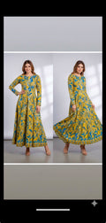 Printed Khaddar 2-Piece Suit – Mustard Yellow & Teal Blue Design