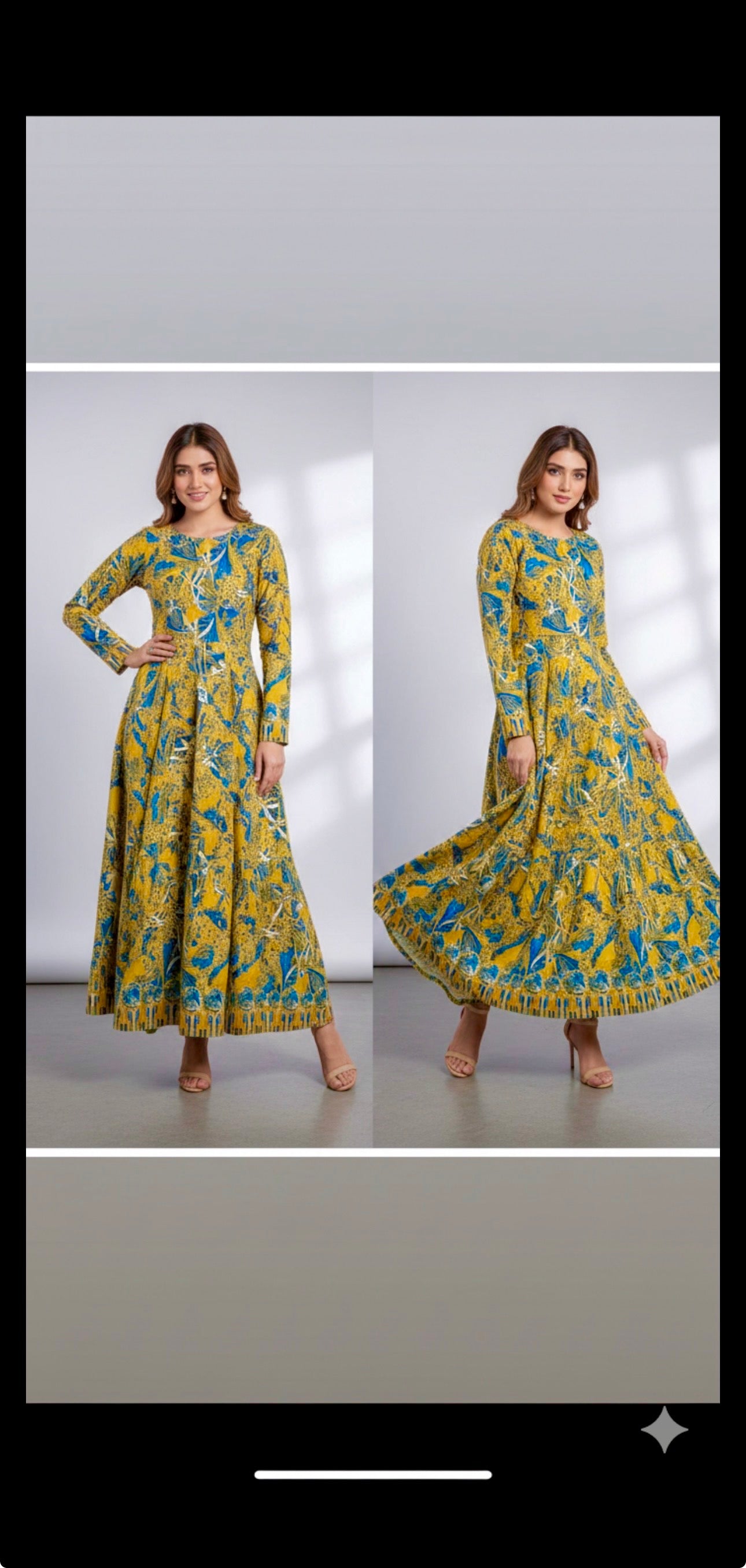 Printed Khaddar 2-Piece Suit – Mustard Yellow & Teal Blue Design