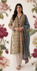 Winter Linen 3-Piece Unstitched Suit – Agha Noor Inspired