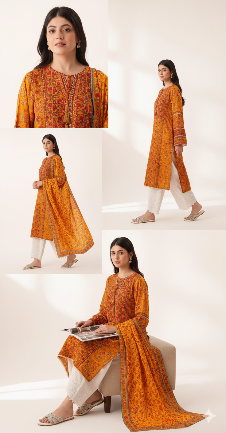 Agha Noor Inspired Winter Linen 3-Piece Unstitched Suit – Premium Collection
