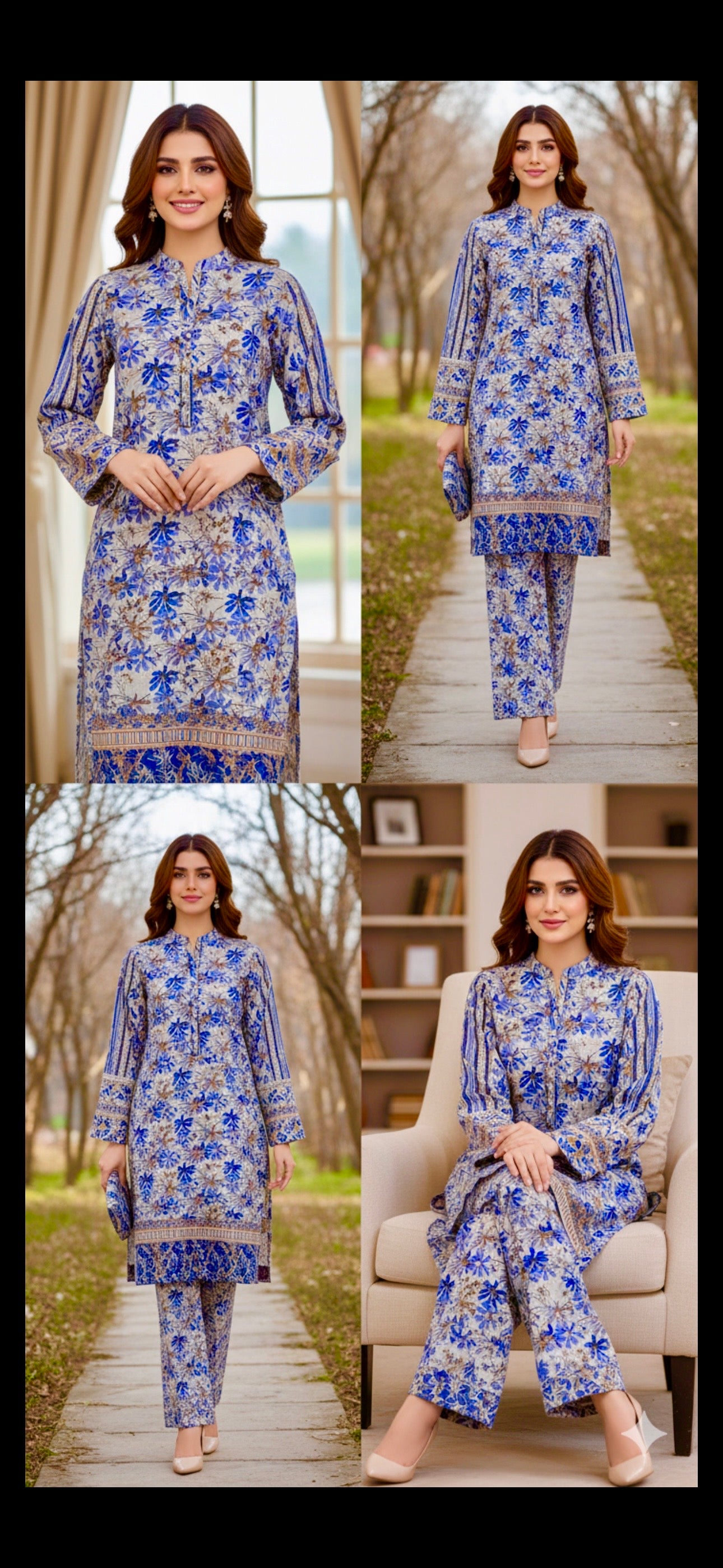 Elegant Floral Printed 2-Piece Khaddar Suit – Winter Collection