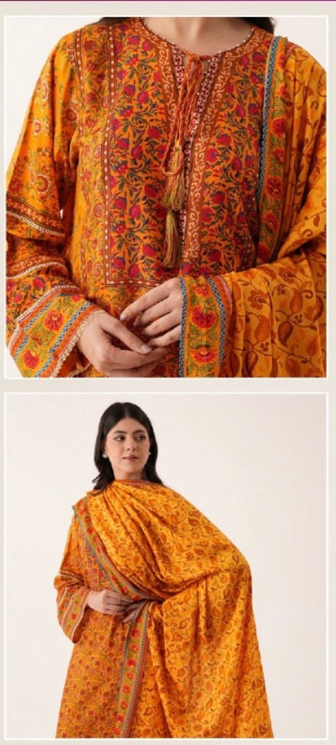 Agha Noor Inspired Winter Linen 3-Piece Unstitched Suit – Premium Collection