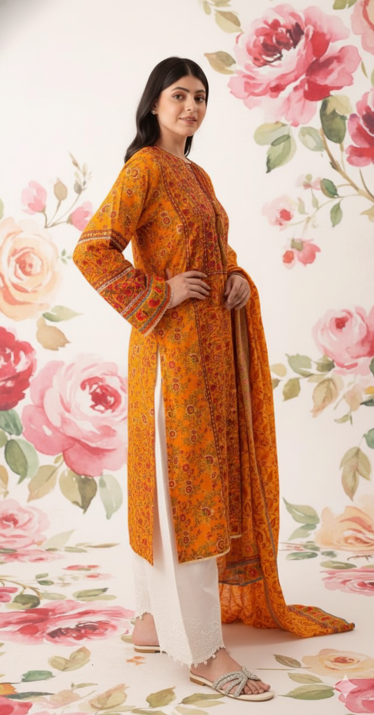 Agha Noor Inspired Winter Linen 3-Piece Unstitched Suit – Premium Collection